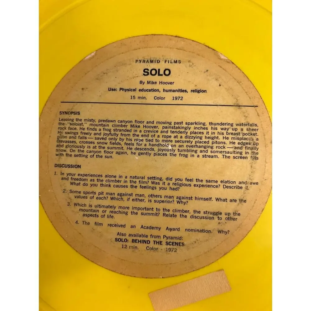 Film “Solo” rock climbing 1972 Reel to Reel